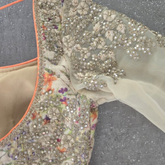 Women's Orange and Green Lengha (Small) - Picture 5 of 9